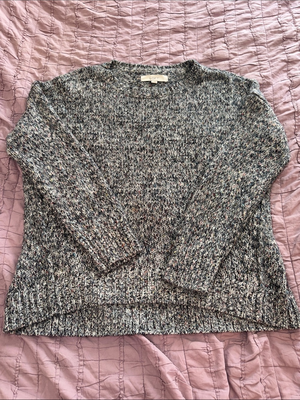 LOFT Multicolor Marled Crewneck Sweater
